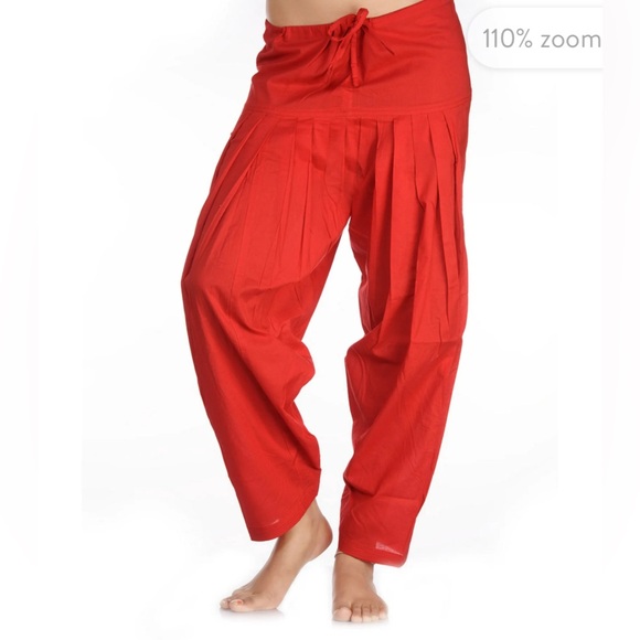 Red & Gold Women's Indian Patiala Harem Pants - Picture 1 of 4